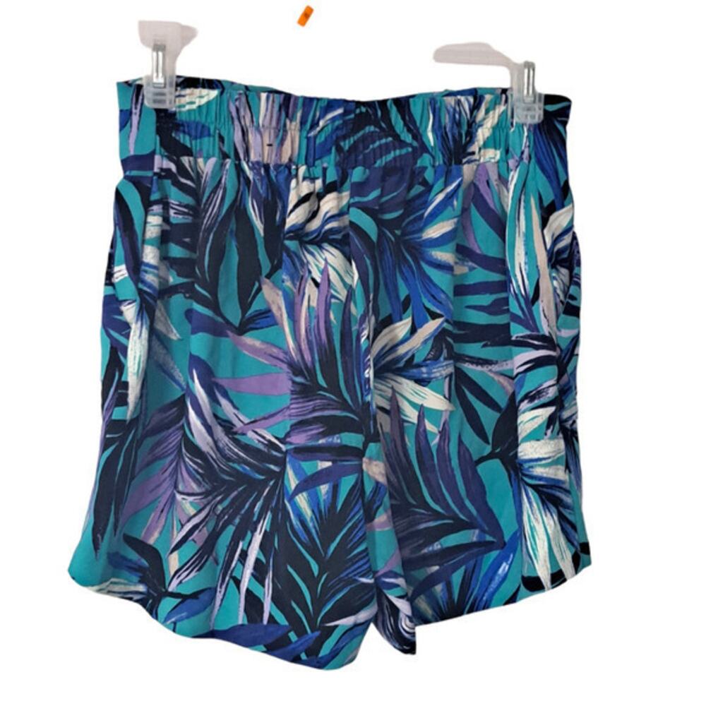 Simple Styled Womens High waist‎ Trouser Shorts Blue Black Floral Size Small